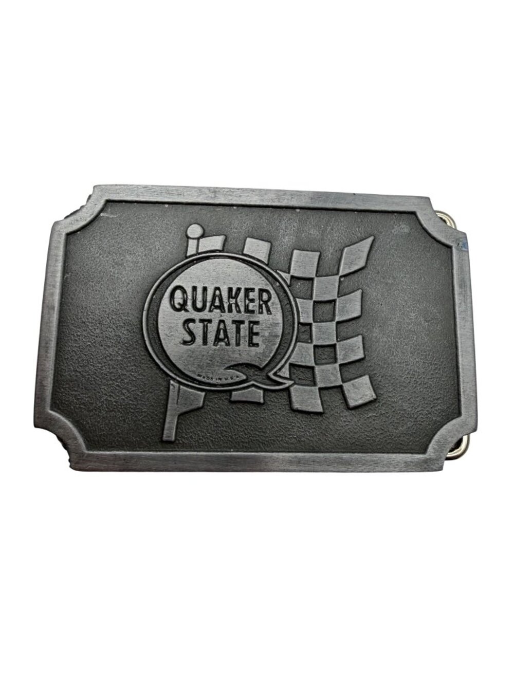 Vintage Quaker State Hit line belt buckle‎ silver pewter mens accessories cowboy